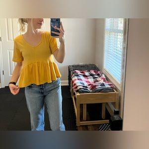 Yellow V neck top